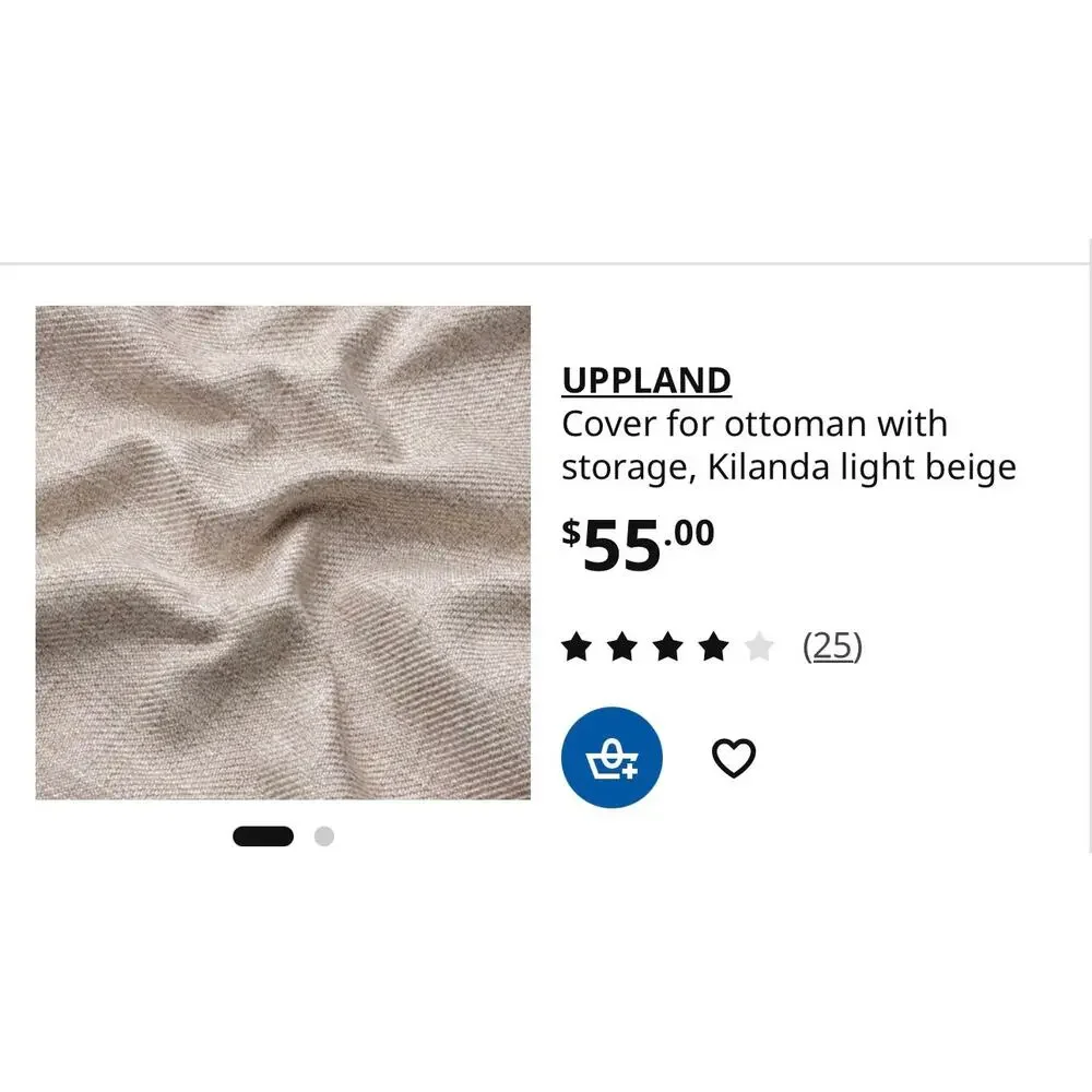 Ikea UPPLAND Cover for ottoman with storage, Kilanda light beige cover only